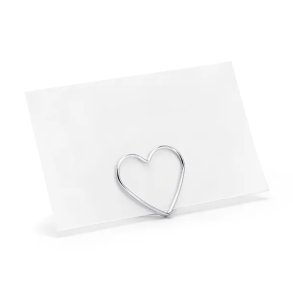 Bordkortholder Hjerte 10 stk./ Slv