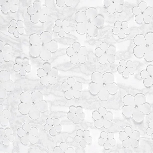 Bordlber Hvid Tyl med Blomster / 26 cm. x 5 m.