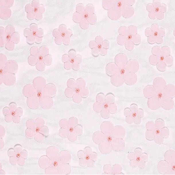 Bordlber Rosa Tyl med Blomster / 26 cm. x 5 m.