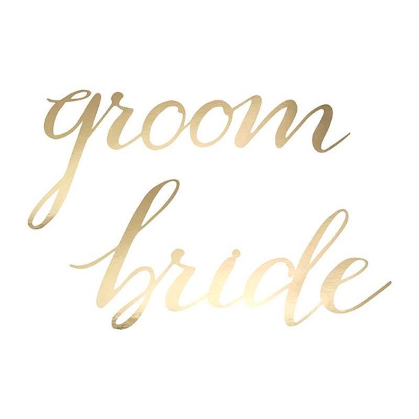  "Bride" &amp; "Groom" Skilte / Guld