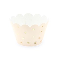 Muffin Krans - Pastel Peach m. Guld Stjerner / 6 stk.