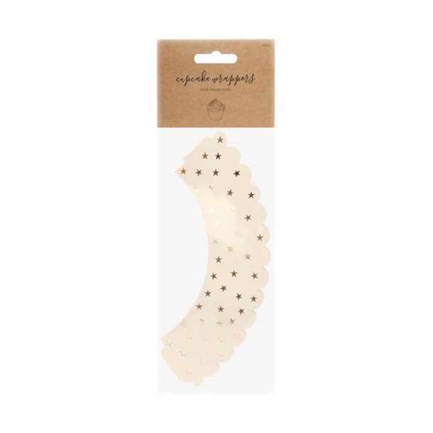Muffin Krans - Pastel Peach m. Guld Stjerner / 6 stk.