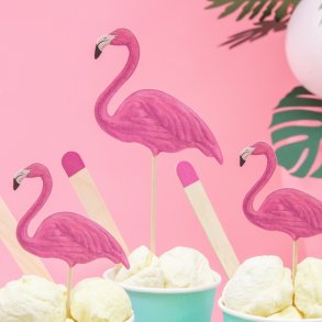 Flamingo Kagepynt / 6 Stk. 