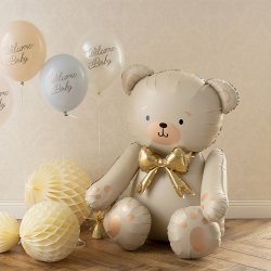 Bamse m/ Guld Sl�jfe Folieballon 75 x 84 cm.