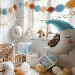 Folieballon M�ne m. Bamse Bl� 80 x 98 cm. 