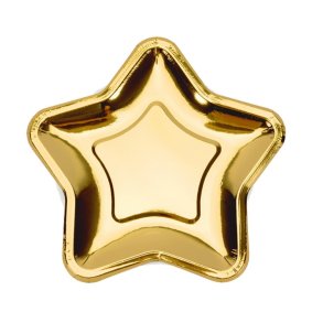 Guld Stjerne Tallerkener 18 Cm/. 6 Stk.