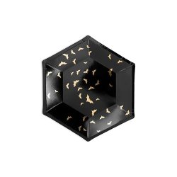 Halloween Tallerken M. Guld Flagermus / 6 Stk.