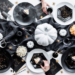 Halloween Tallerken M. Guld Flagermus / 6 Stk.