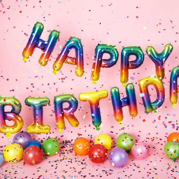 Happy Birthday Folieballon / Regnbue