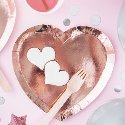 Rosegold Hjerte Tallerkener/ 6 Stk.