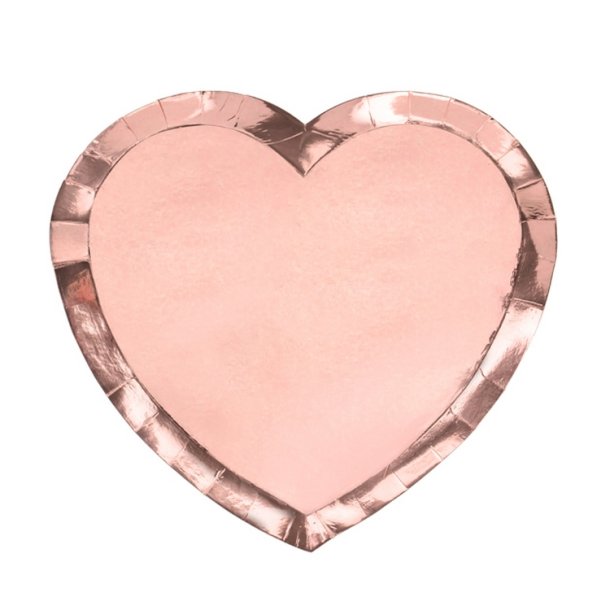 Rosegold Hjerte Tallerkener/ 6 Stk.
