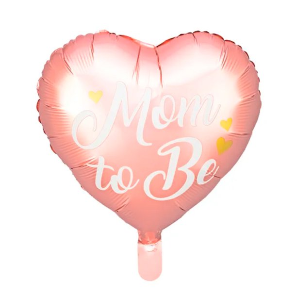 Hjerteformet Folieballon " Mom to Be" / Lyserd 35 cm.