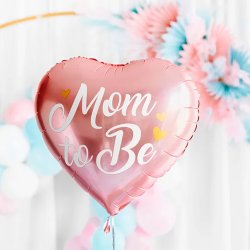 Hjerteformet Folieballon " Mom to Be" / Lyserd 35 cm.