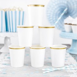 Hvid M. Guldkant Papkrus 6 Stk. 