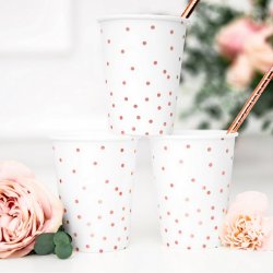 Hvid-Rosegold Dot Papkrus/ 6 Stk.