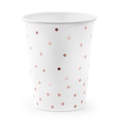 Hvid-Rosegold Dot Papkrus/ 6 Stk.