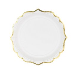 Hvid M. Guldkant Tallerkener 18,5cm / 6 Stk.