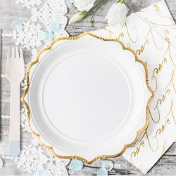 Hvid M. Guldkant Tallerkener 18,5cm / 6 Stk.