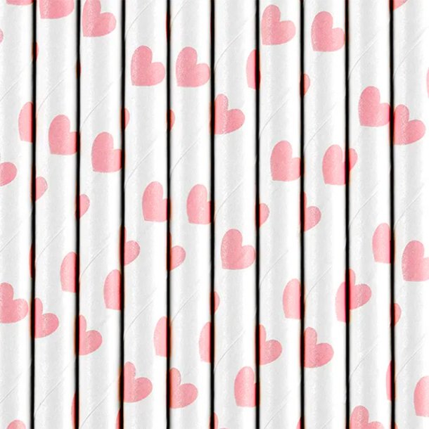 Hvid m/ Rosa Hjerter Sugerr 10 stk.
