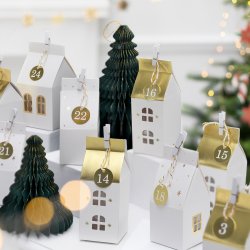 Julekalender Huse Hvid/ 24 Stk.