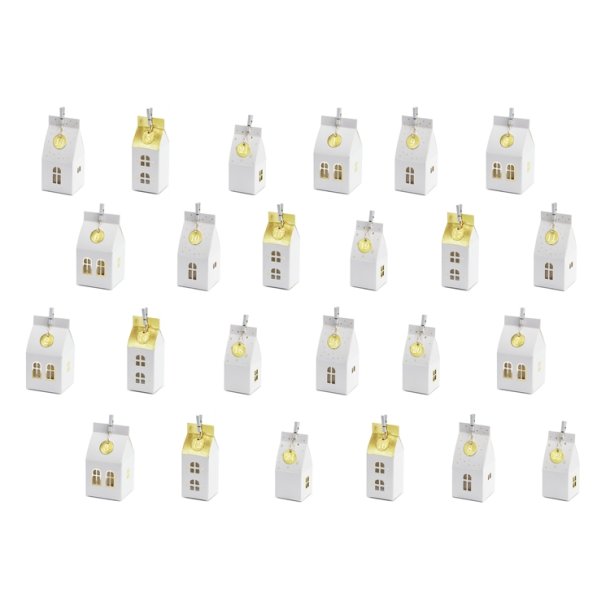 Julekalender Huse Hvid/ 24 Stk.