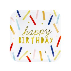 Happy Birthday Konfetti Tallerkener 20 Cm./ 6 Stk.