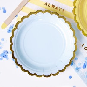 Lysebl M. Guldkant Tallerkener 18 cm./ 6 Stk. 