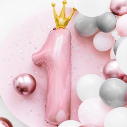 "1" Folieballon M. Krone 90 cm/ lyserd