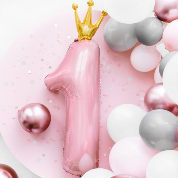 "1" Folieballon M. Krone 90 cm/ lyserd