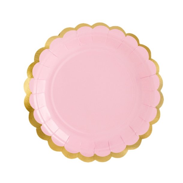 Lyserde M./Guldkant Tallerkener 18 Cm./ 6 Stk.