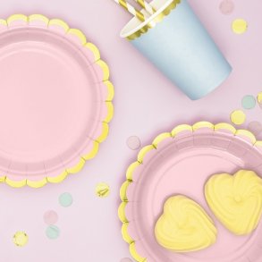 Lyserde M./Guldkant Tallerkener 18 Cm./ 6 Stk.