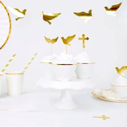 Muffin Krans - Hvid m. Guldkant / 6 stk.