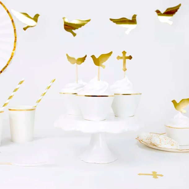 Muffin Krans - Hvid m. Guldkant / 6 stk.