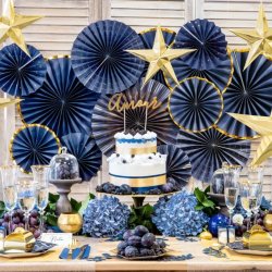 Rosetter/ 3 Stk. Navy M. Guldkant 