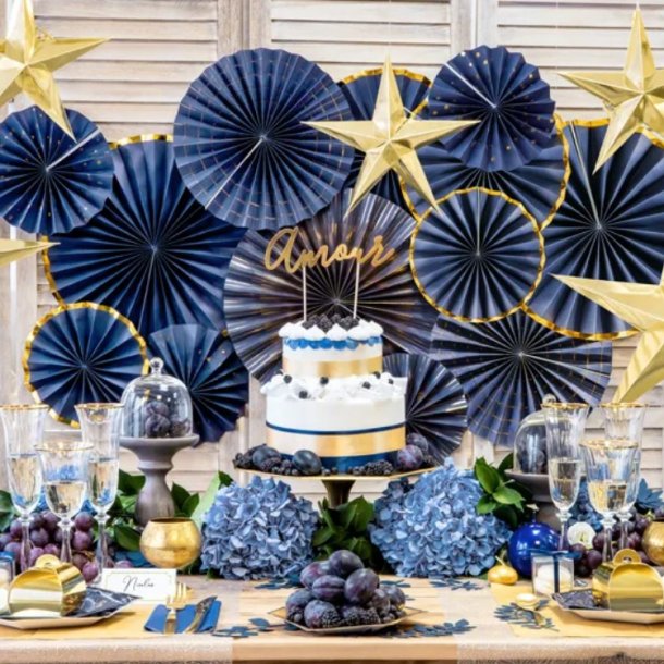 Rosetter/ 3 Stk. Navy M. Guldkant 