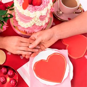 Servietter Rd Hjerte M. Guldkant / 20 stk.