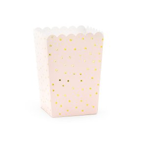 Rosa Prikket Popcornbger/ 6 Stk.