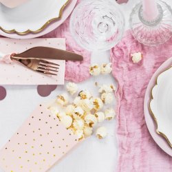 Rosa Prikket Popcornb�ger/ 6 Stk.