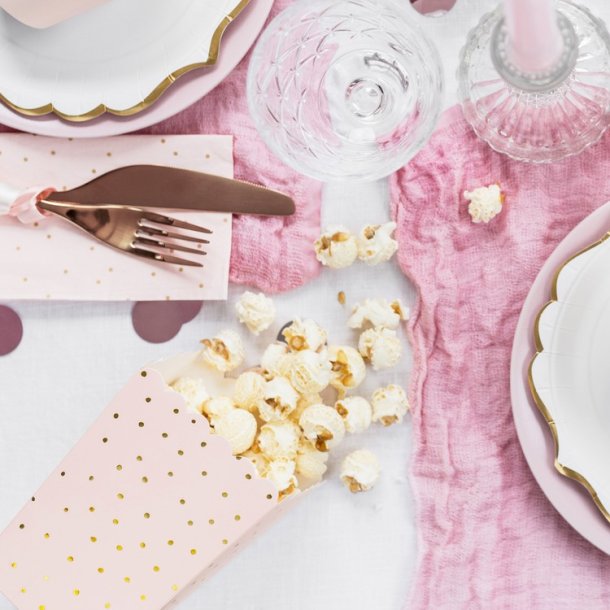 Rosa Prikket Popcornb�ger/ 6 Stk.