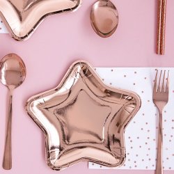 Rosegold Stjerne Tallerkener 18 Cm./6 Stk. 