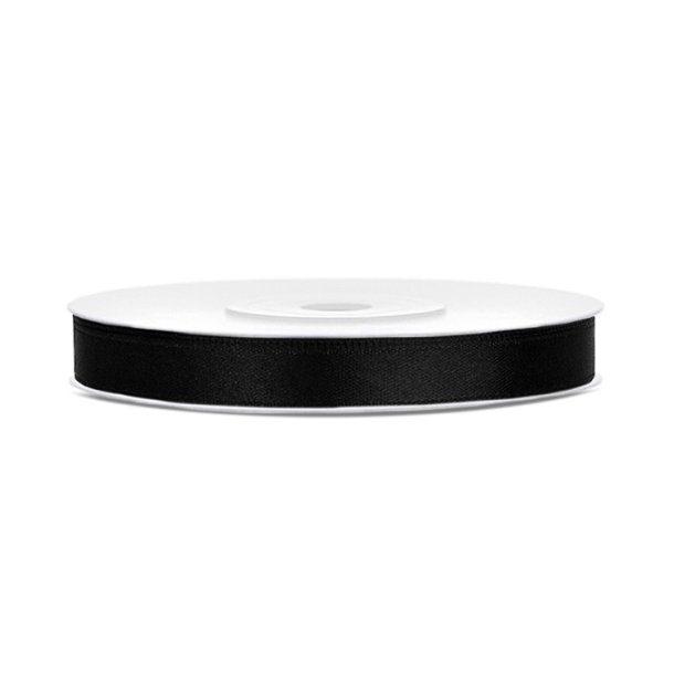 Satinb�nd Sort 6 mm / 25 m.