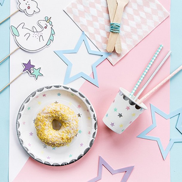 Pastel Stjerne Tallerkener 18 Cm./ 6 Stk.