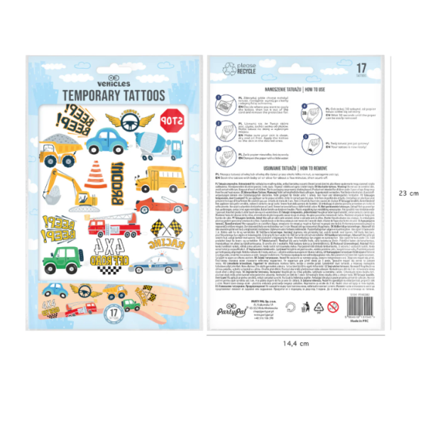 Falske Tatoveringer "Seje Kretjer" / 17 stk.