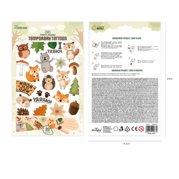Falske Tatoveringer "Skovens Dyr" / 20 stk.