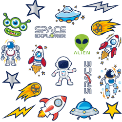 Falske Tatoveringer "Space" / 19 stk.