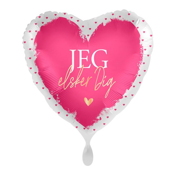 Hjerteformet Pink Folieballon 43 cm. / Jeg Elsker Dig