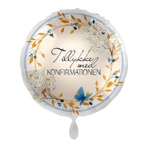 Rund Folieballon 43 cm. / Tillykke med Konfirmationen