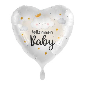 Hjerteformet Folieballon 43 cm. / Velkommen Baby
