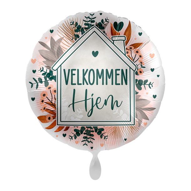 Rund Folieballon 43 cm. / Velkommen Hjem