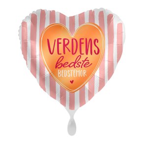 Hjerteformet Folieballon 43 cm. / Verdens Bedste Bedstemor